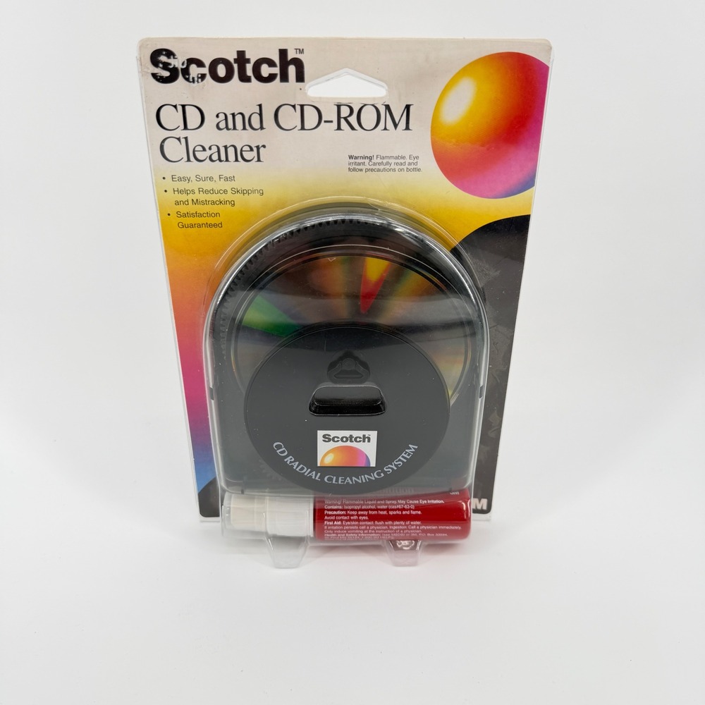 Scotch Disc Cleaner CD And CD-ROM Cleaner 1999 w CD & Cleaning Solution 3M